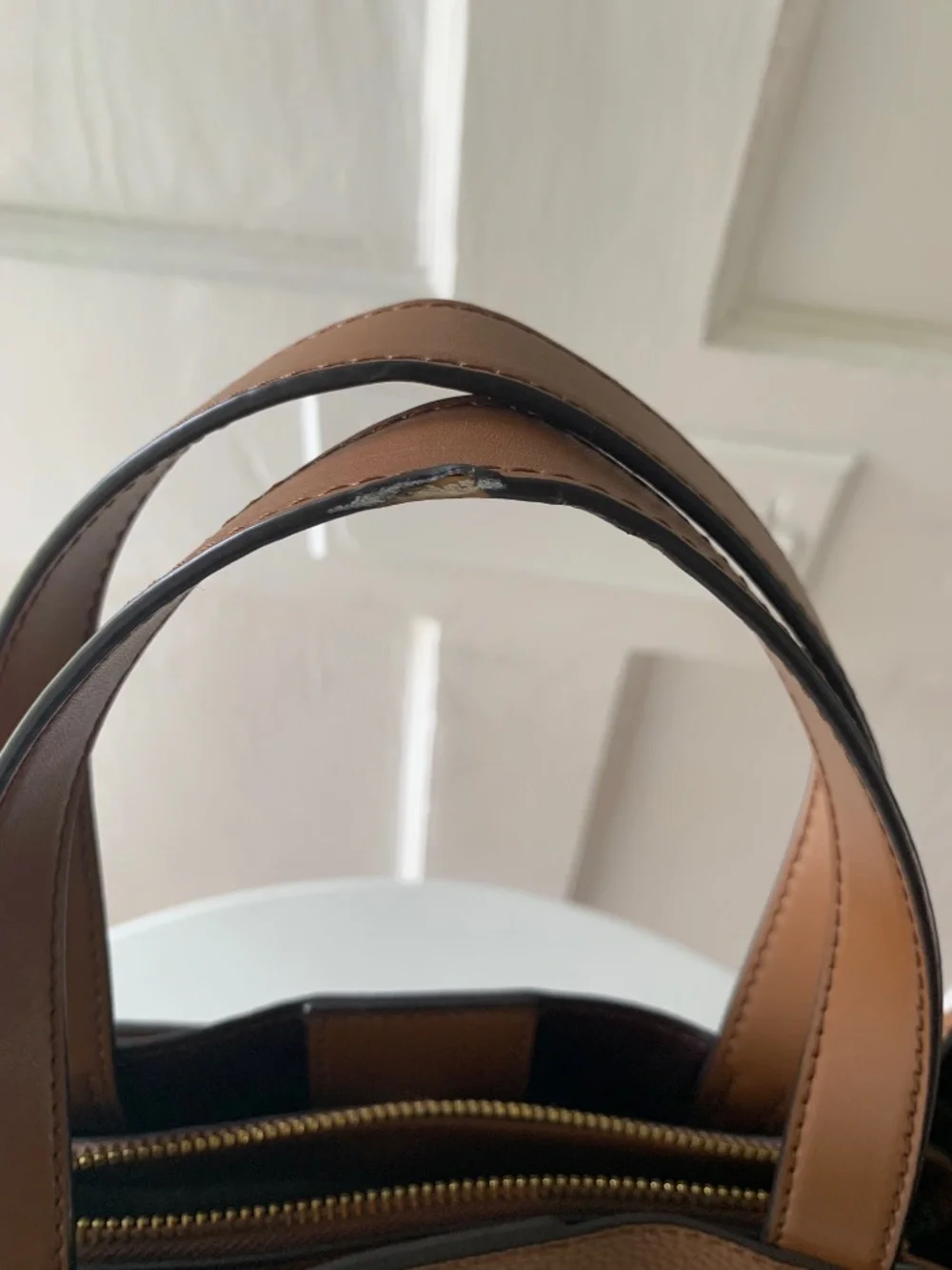 Michael Kors Emilia Large Pebbled Leather Satchel Crossbody Bag Luggage Brown